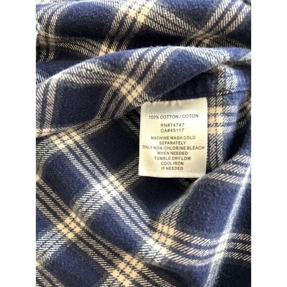 RED HEAD ~ Mens Blue & White Plaid Flannel Button-Up Shirt ~ S ~ 100% Cotton - Picture 8 of 10